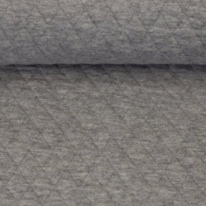 Rauten-Stepp Sweat "Anni" Swafing - hellgrau meliert - Reststück 1,5M
