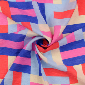 Viskosegemisch Rechtecke - blau/rosa/rot - Reststück 1,6M