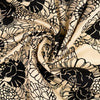 Baumwoll Satin Blüten - beige/schwarz
