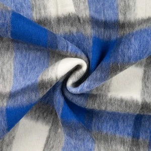 Mantelstrick Wolle brushed check - royal *Videovorstellung*