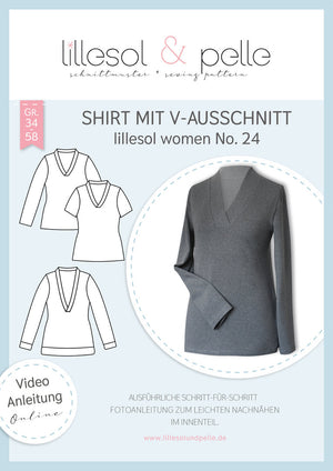 Schnittmuster lillesol women No.24 Shirt mit V-Ausschnitt * mit Video-Nähanleitung *