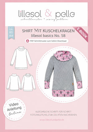 Schnittmuster lillesol basics No.58 Shirt mit Kuschelkragen *mit Video-Anleitung*