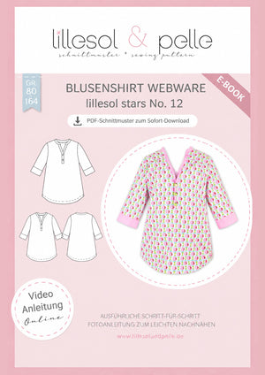Schnittmuster lillesol stars No.12 Blusenshirt Webware *mit Video-Nähanleitung*