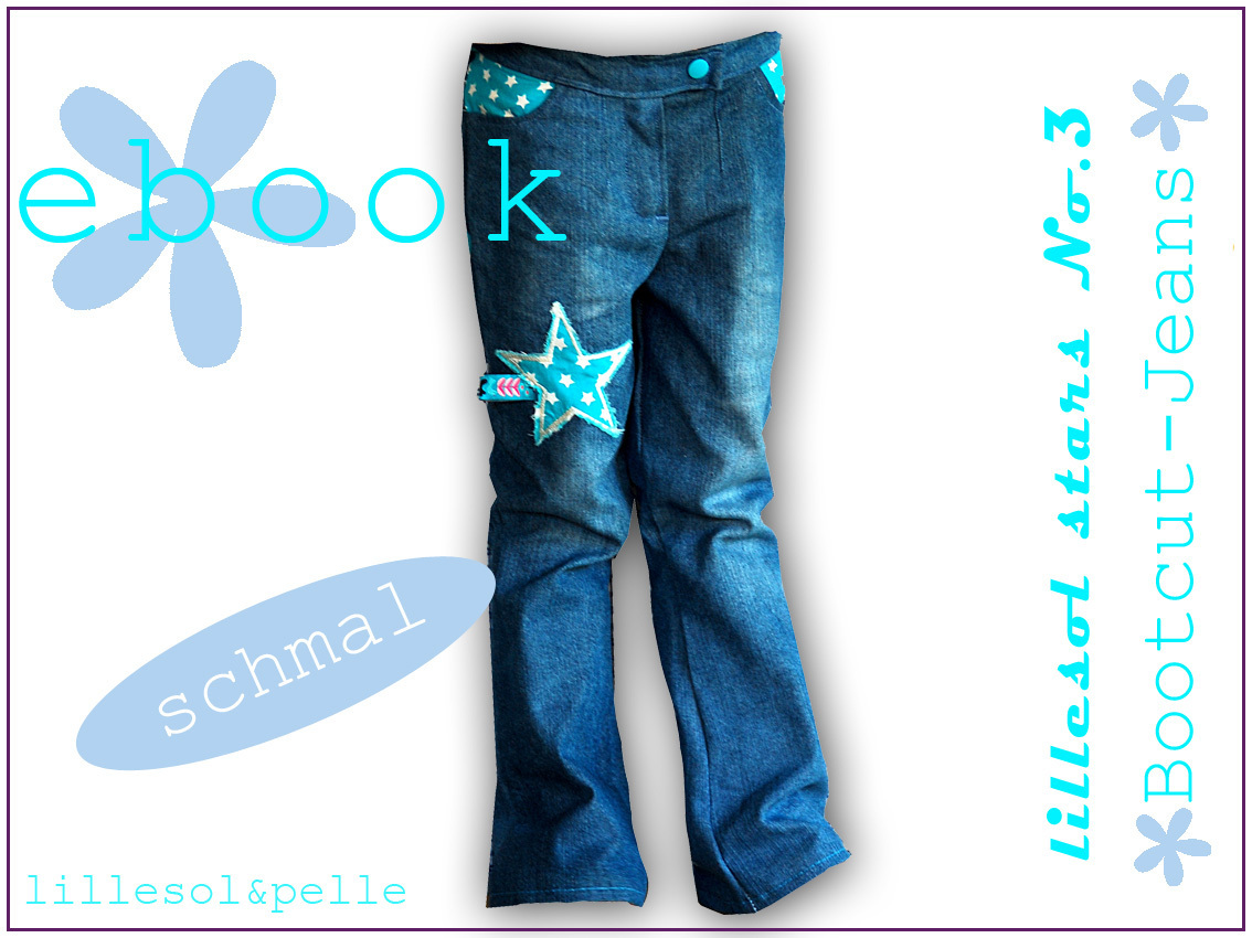 Ebook / Schnittmuster lillesol stars No.3 Bootcut-Jeans *schmal*