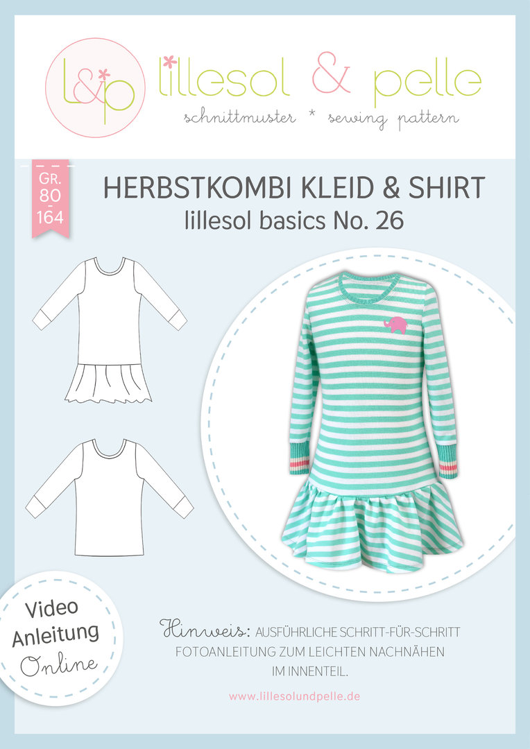 Papierschnittmuster lillesol basics No.26 Herbstkombi Kleid &amp; Shirt  *mit Video-Anleitung* ✂✂✂