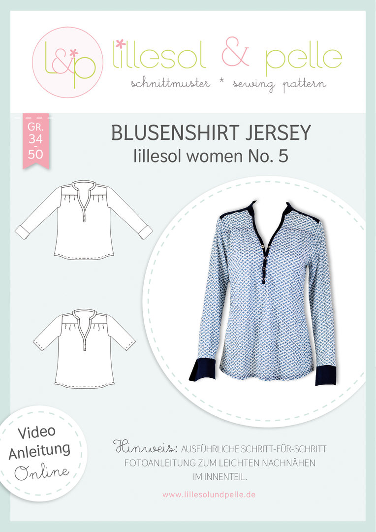 Papierschnittmuster lillesol women No.5 Blusenshirt Jersey *mit Video-Nähanleitung* ✂✂✂