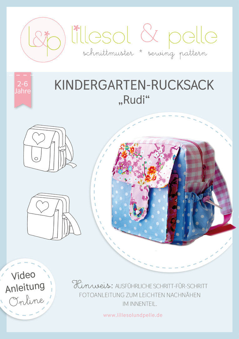Papierschnittmuster Kindergartenrucksack Rudi *mit Video-Nähanleitung* ✂✂✂