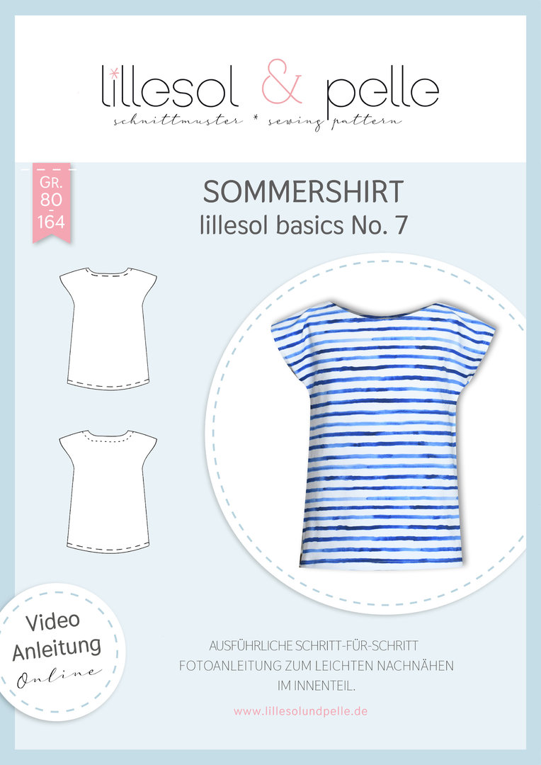 Papierschnittmuster lillesol basics No.7 Sommershirt *mit Video-Nähanleitung* ✂✂✂