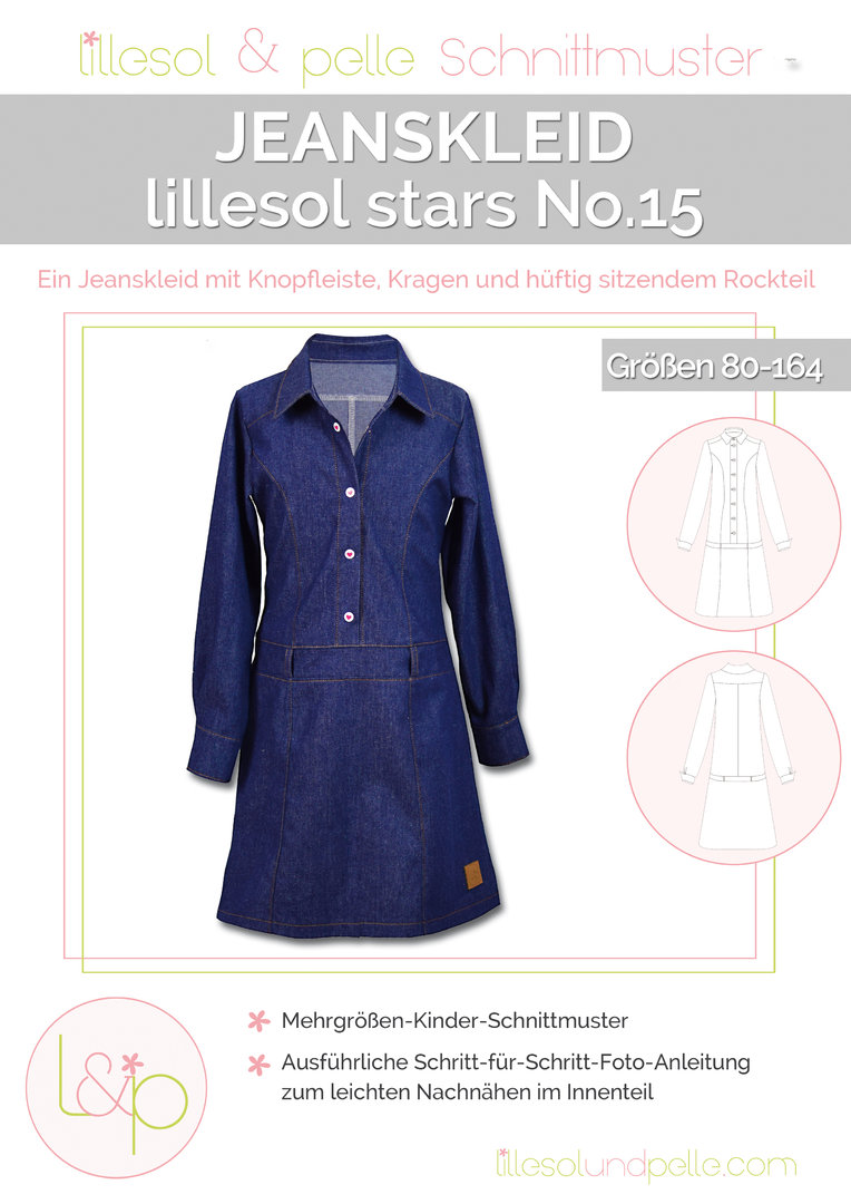 Papierschnittmuster lillesol stars No.15 Jeanskleid *mit Video-Nähanleitung*
