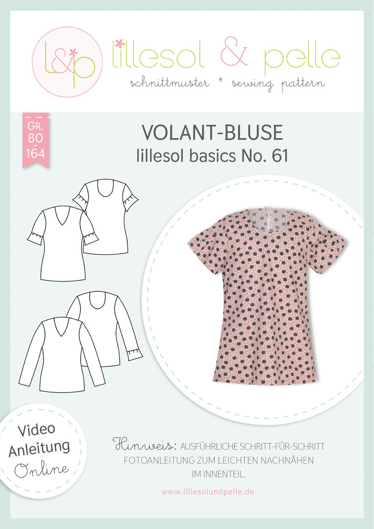 Papierschnittmuster lillesol basics No.61 Volant-Bluse * mit Video-Nähanleitung * ✂✂✂
