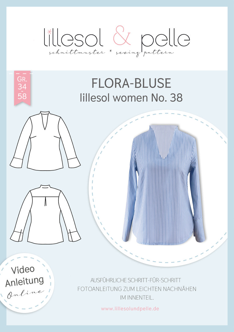 Papierschnittmuster lillesol women No.38 Flora-Bluse * mit Video-Nähanleitung *  ✂✂✂