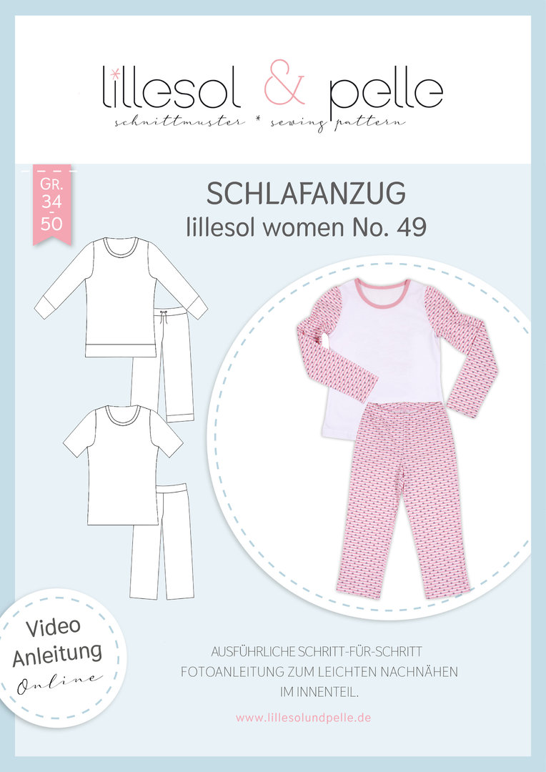 Papierschnittmuster lillesol women No.49 Schlafanzug *mit Video-Nähanleitung*  ✂✂✂