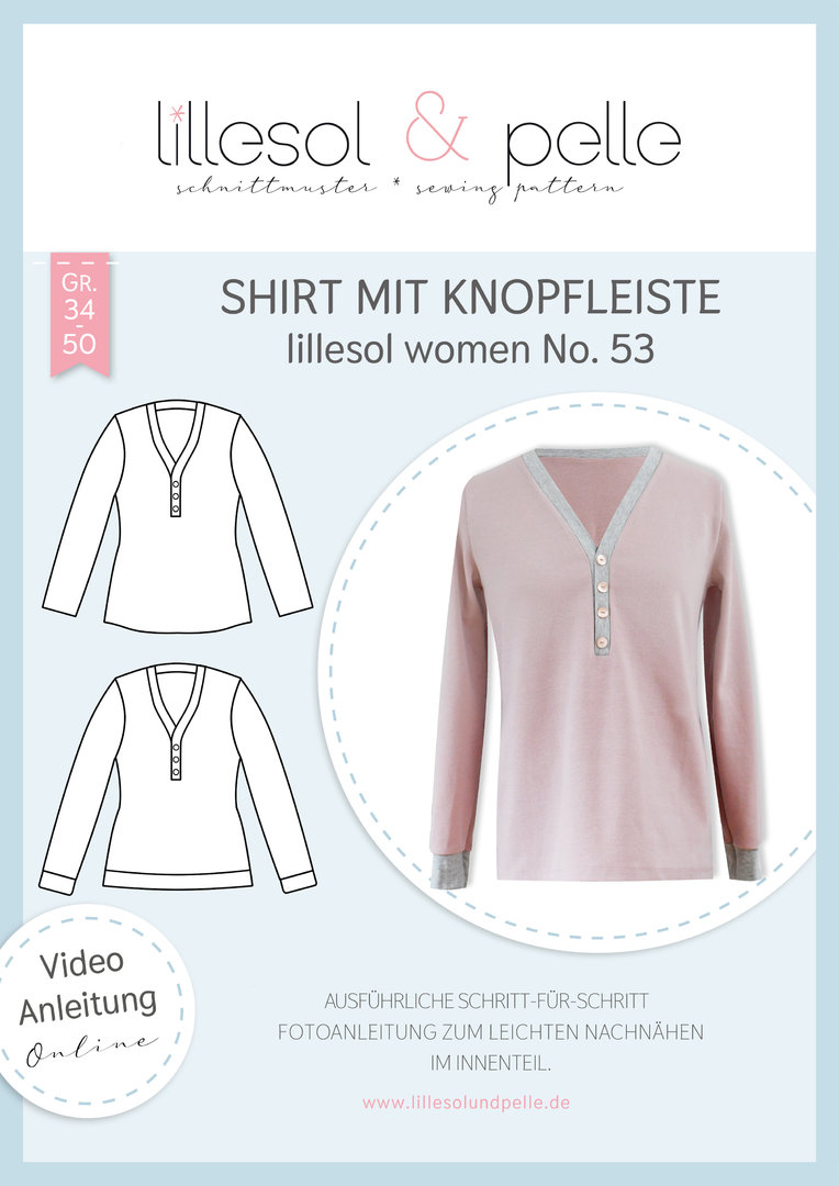 Papierschnittmuster lillesol women No.53 Shirt mit Knopfleiste *mit Video-Nähanleitung*✂✂✂
