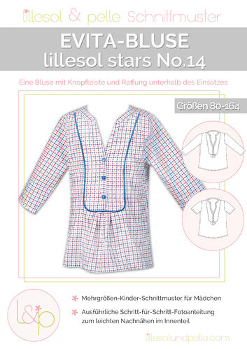 Papierschnittmuster lillesol stars No.14 Evita-Bluse *mit Video-Nähanleitung*