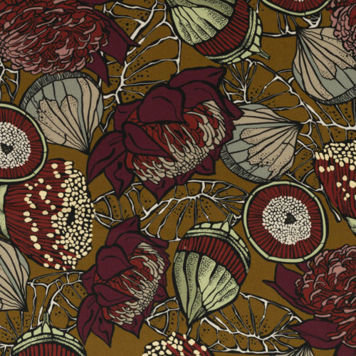 Viskose Twill Blüten ocker - Design by Bienvenido Colorido