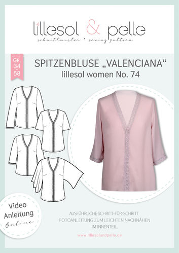 Papierschnittmuster lillesol women No.74 Spitzenbluse "Valenciana" *mit Video-Nähanleitung*✂✂✂