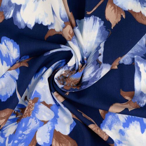 Viskose Popeline Blüten - blau