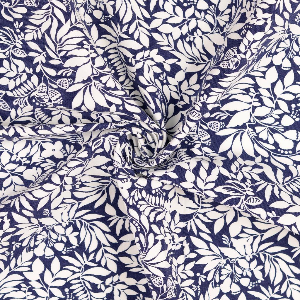 Viskose- Bengaline - floral blau