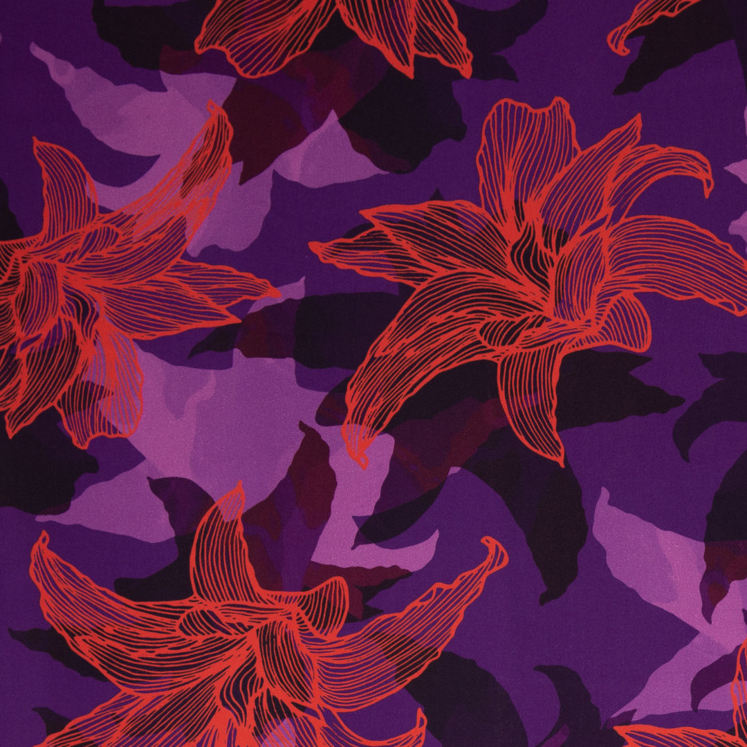 Viskose Webware Swafing - Flamingo Flowers by Thorsten Berger lila