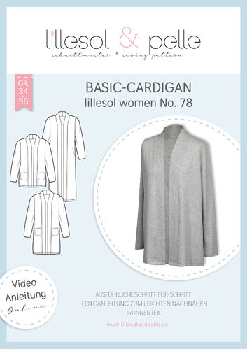 Papierschnittmuster lillesol women No.78 Basic-Cardigan *mit Video-Nähanleitung*✂✂✂