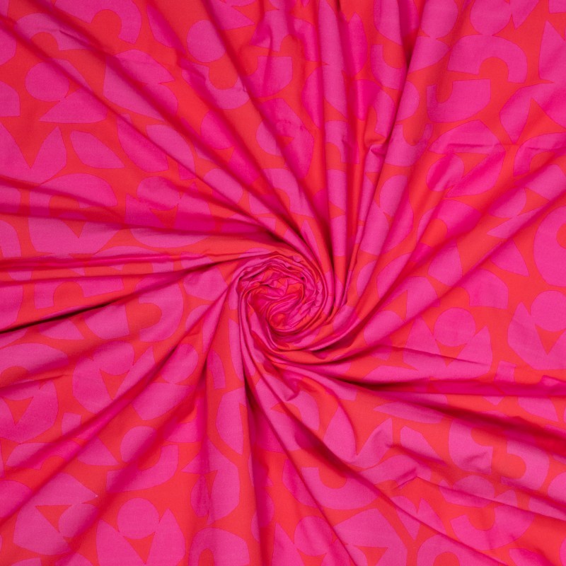 Baumwolle abstrakt gemustert - pink/rot