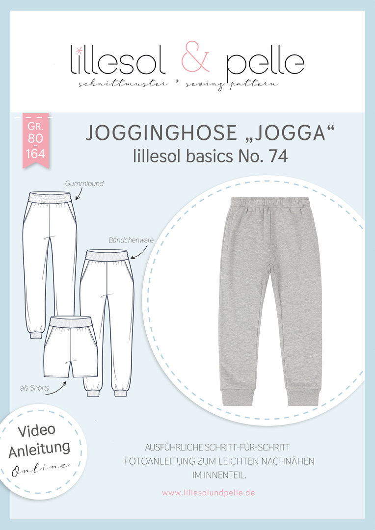 Papierschnittmuster lillesol basics No.74 Jogginghose "Jogga" mit Video-Nähanleitung*✂✂✂