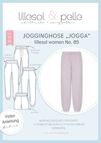 Papierschnittmuster lillesol women No.85 Jogginghose "Jogga" mit Video-Nähanleitung ✂✂✂