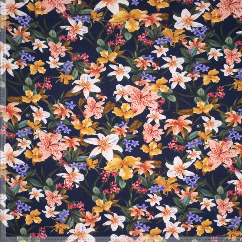 Viskose Jersey Blumen - Reststück 1,5m