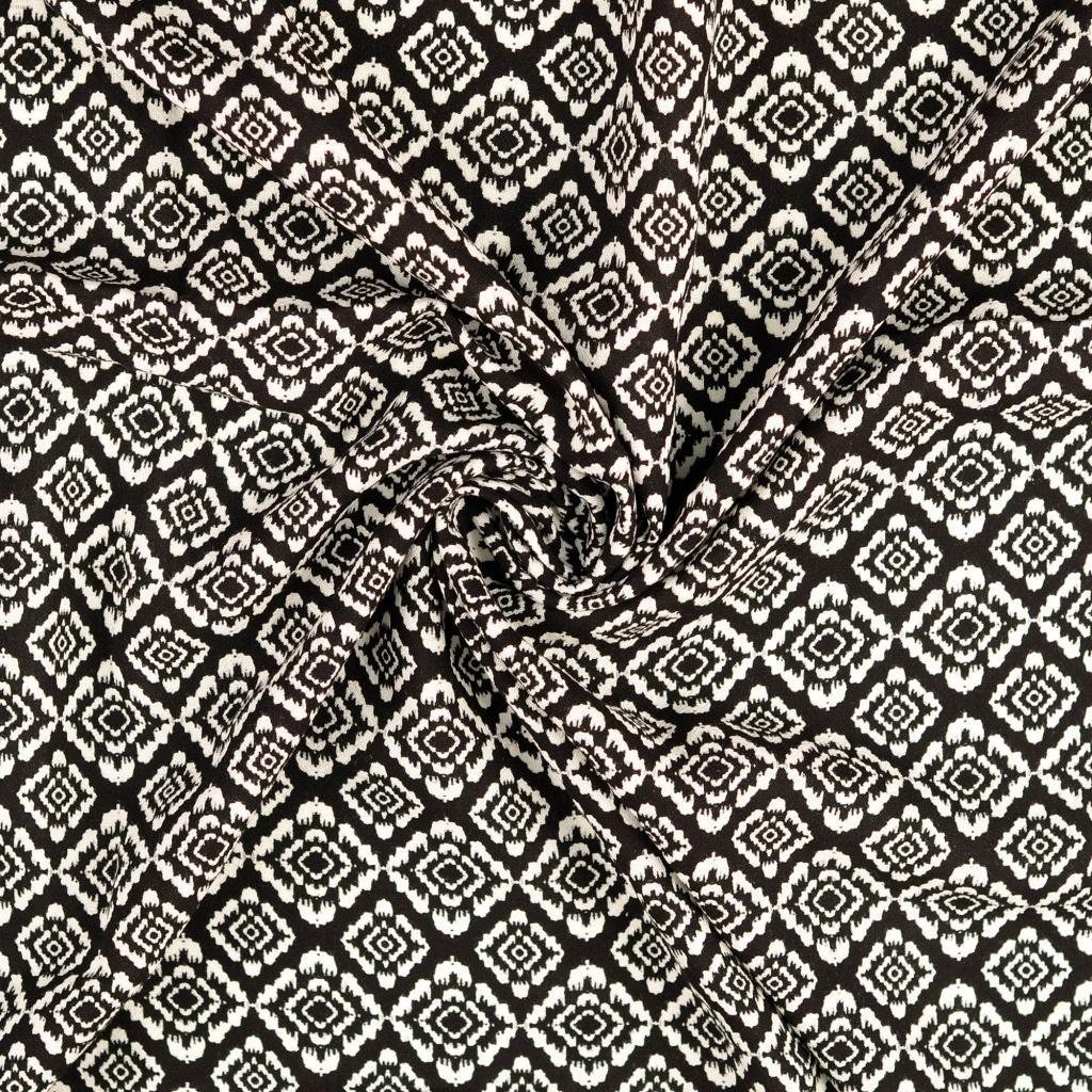 Leinen-Viskose Muster - schwarz - Reststück 1,1m