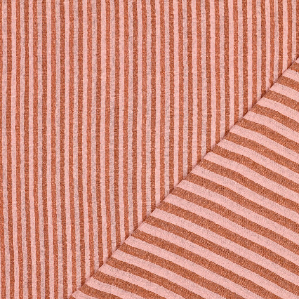 Musselin Doubleface Streifen schmal/breit - peach