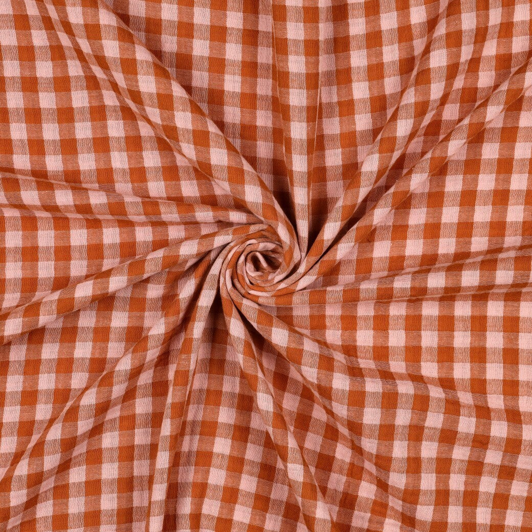 Musselin Doubleface Karos schmal/breit - peach
