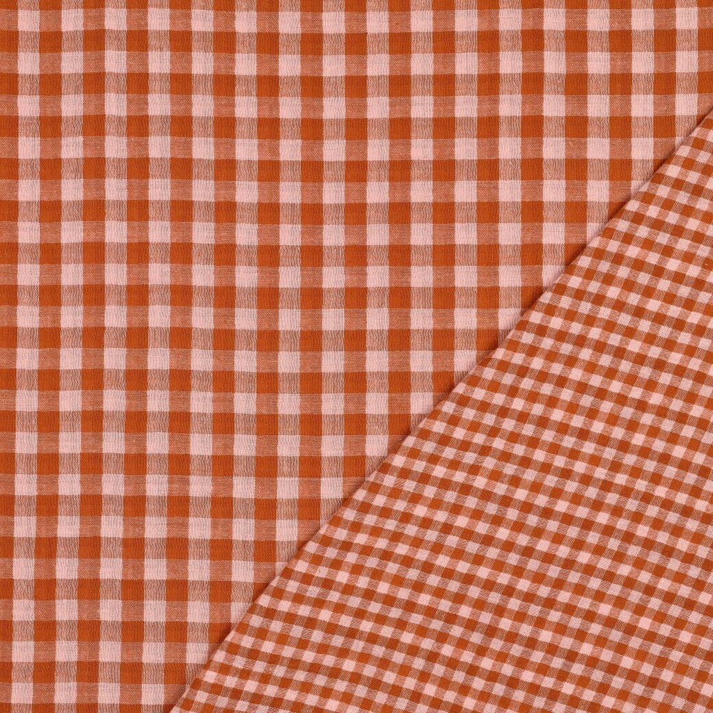 Musselin Doubleface Karos schmal/breit - peach