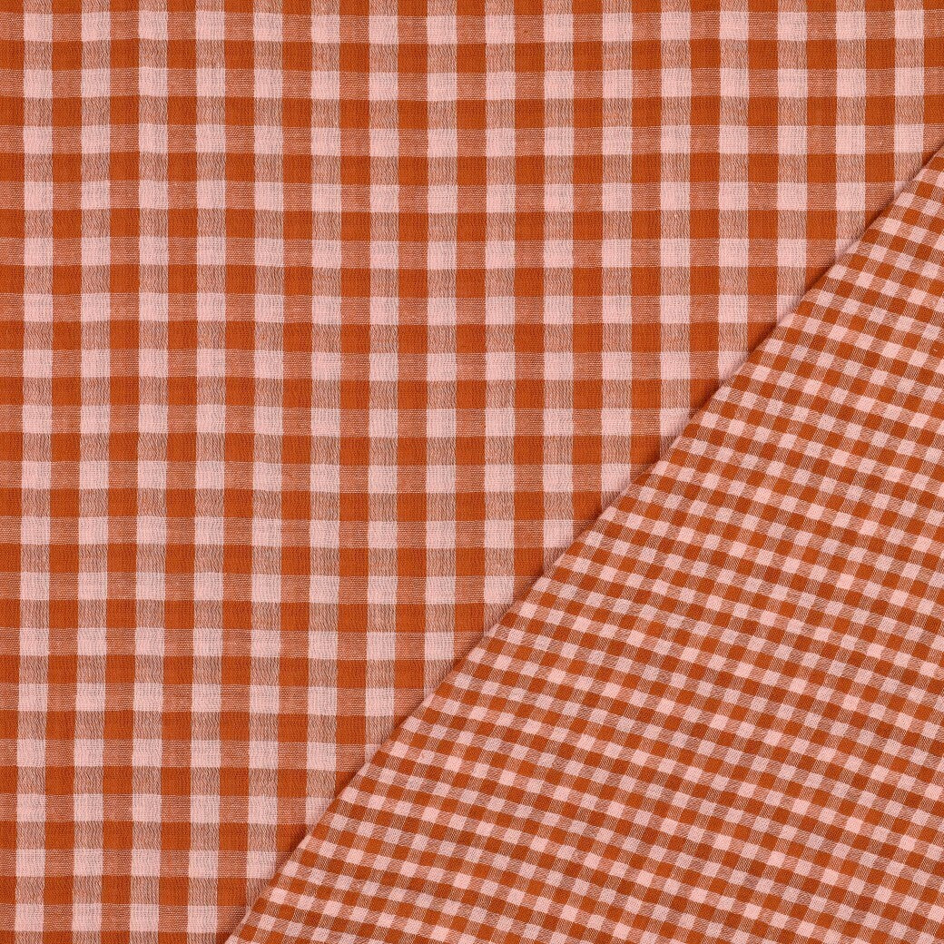 Musselin Doubleface Karos schmal/breit - peach