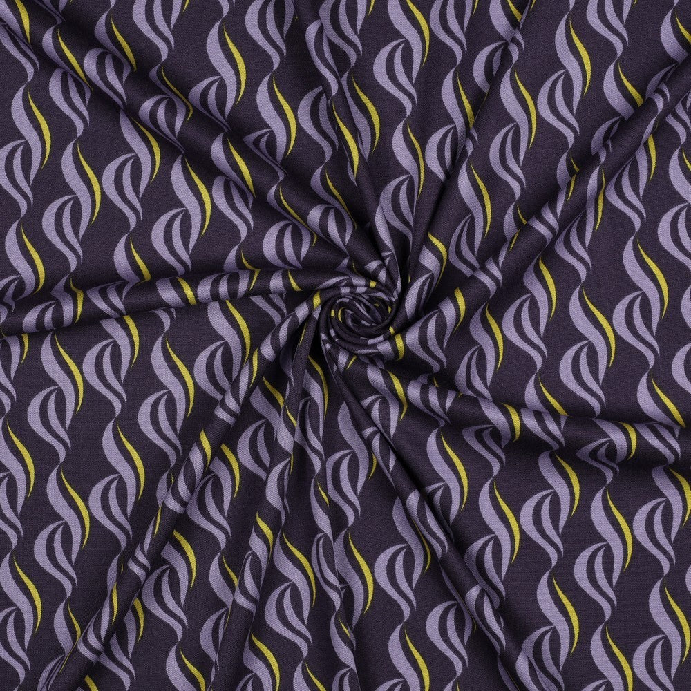 Viskose Stretch Twill "Waves" - traube *Videovorstellung*