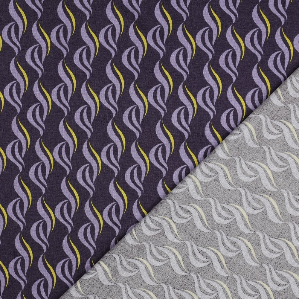 Viskose Stretch Twill "Waves" - traube *Videovorstellung*