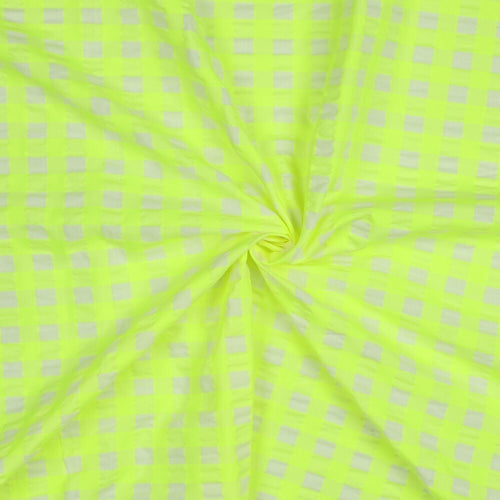 Baumwoll Seersucker Karos - neongelb