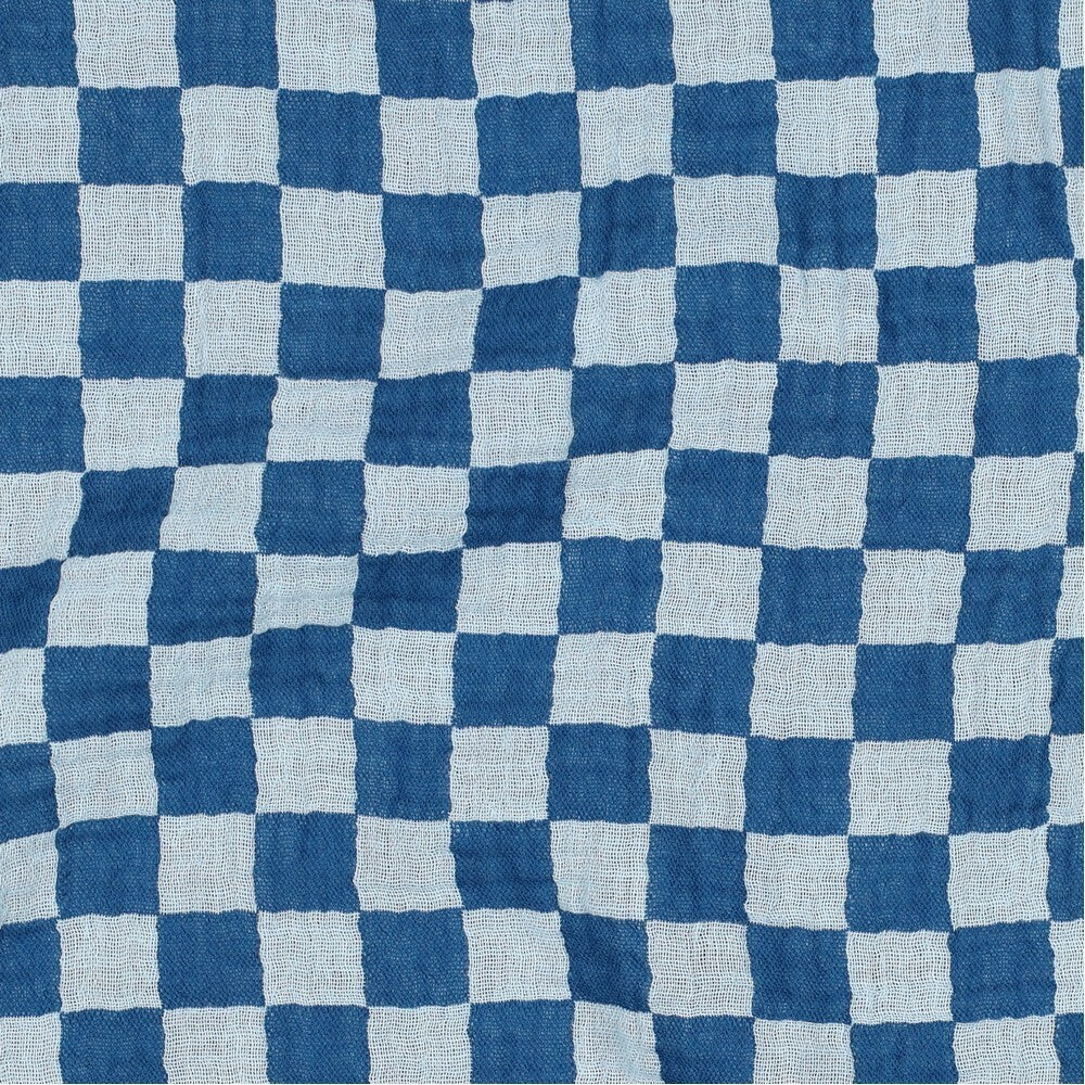 Musselin/Double Gauze "Schachbrett" - blau