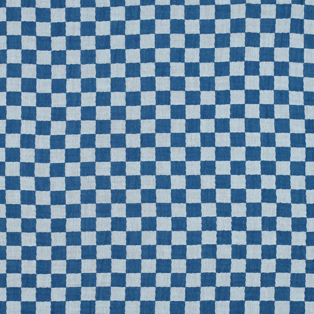 Musselin/Double Gauze "Schachbrett" - blau