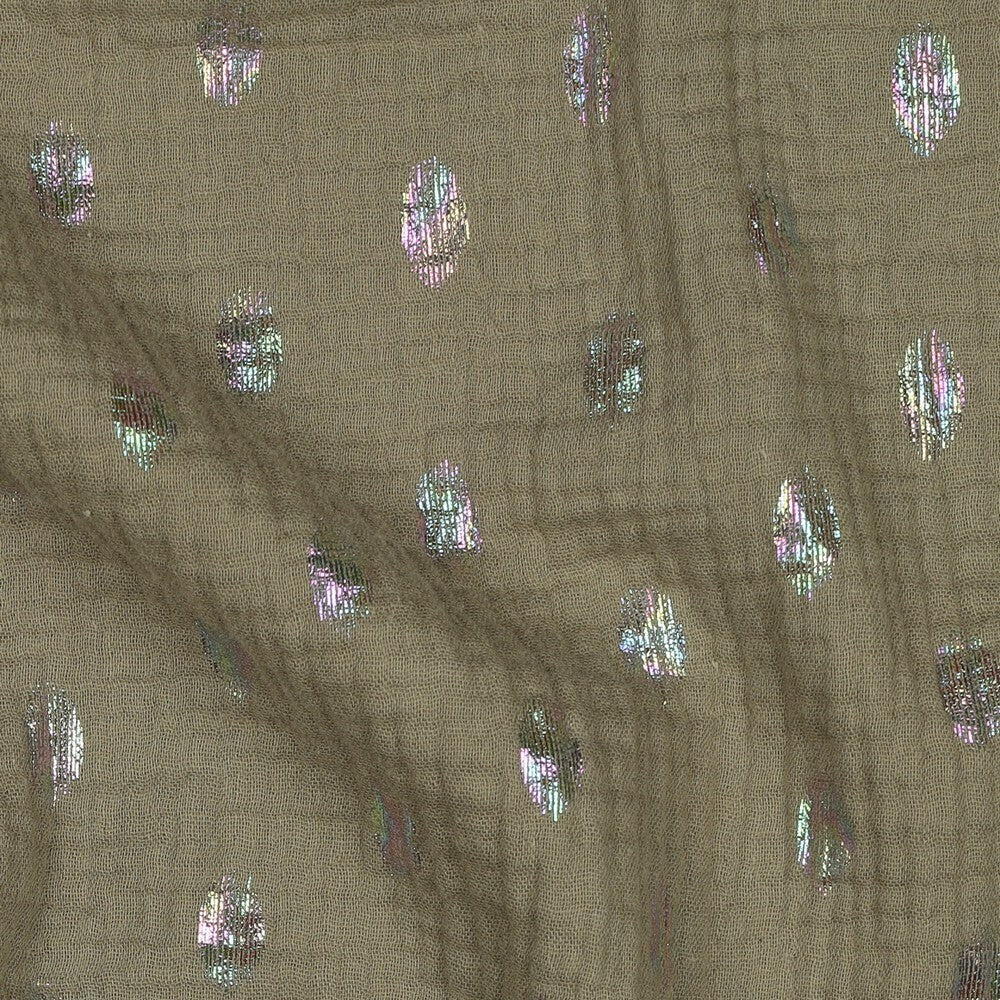 Musselin/Double Gauze "rainbow spots" - oliv