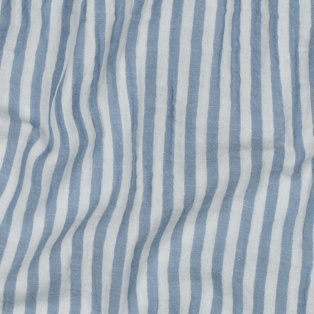 Musselin/Double feine Streifen - hellblau