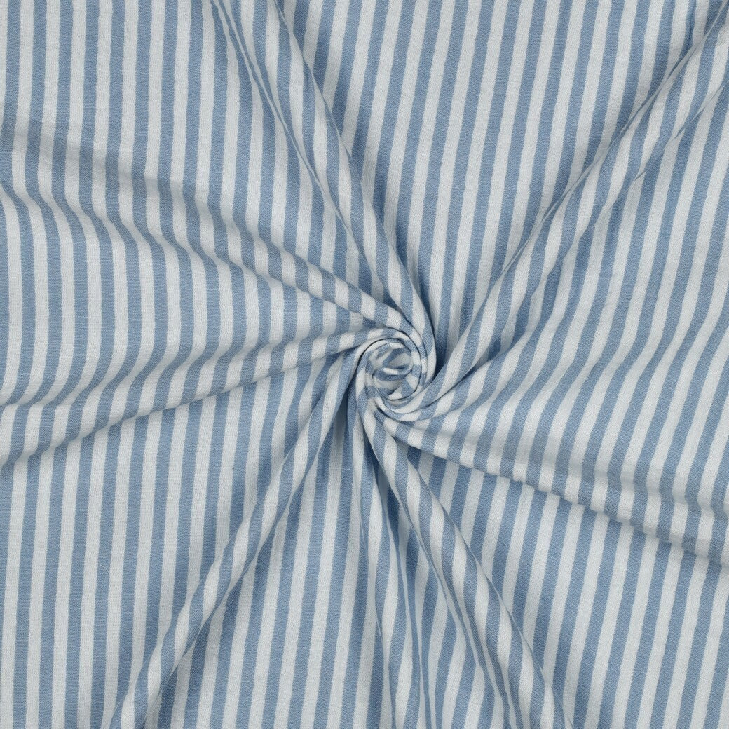 Musselin/Double feine Streifen - hellblau
