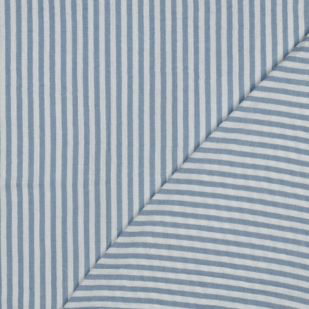 Musselin/Double feine Streifen - hellblau