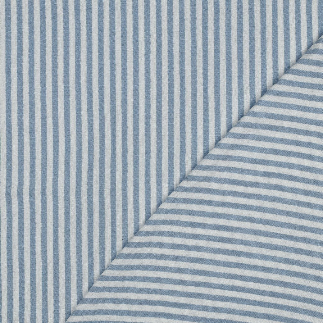 Musselin/Double feine Streifen - hellblau