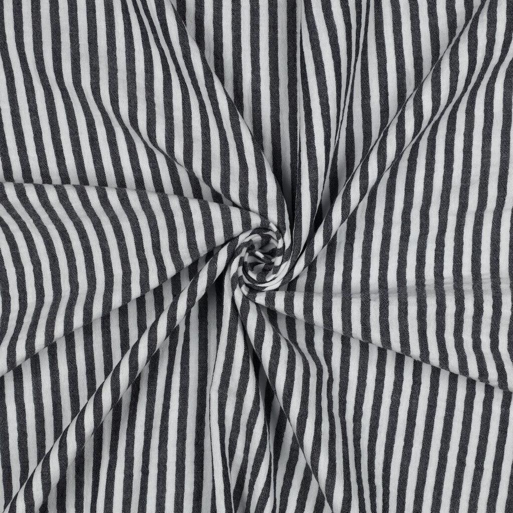Musselin/Double feine Streifen - navy