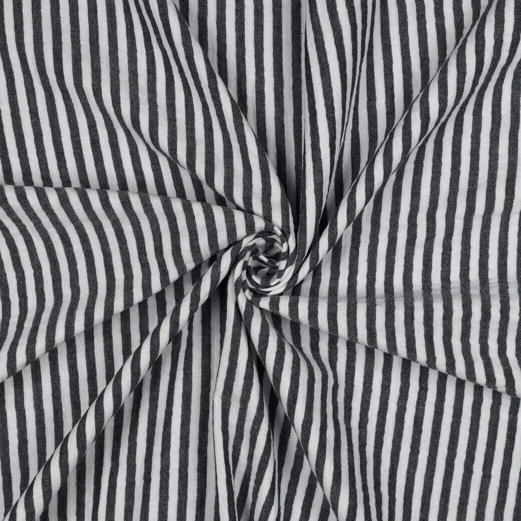 Musselin/Double feine Streifen - navy