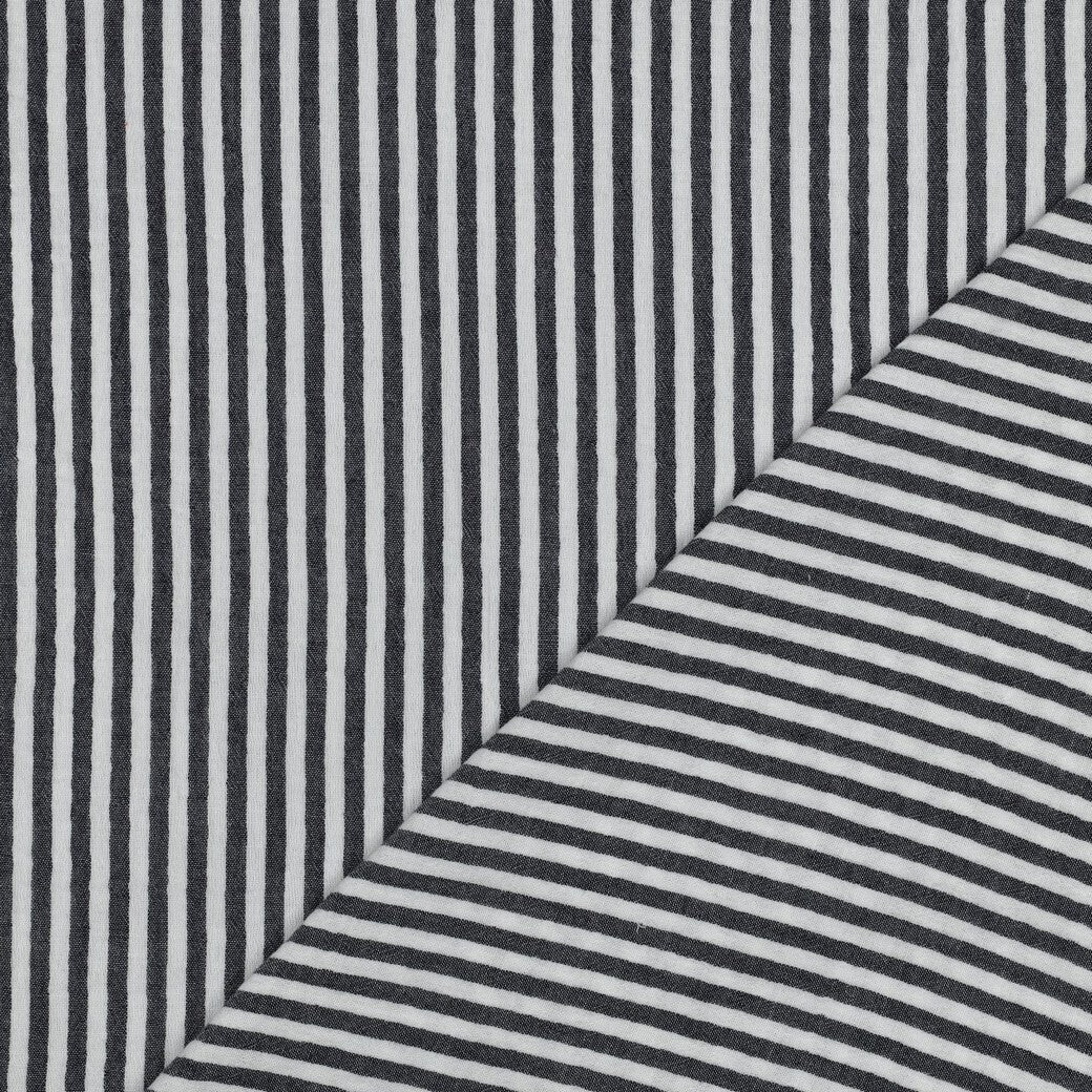 Musselin/Double feine Streifen - navy