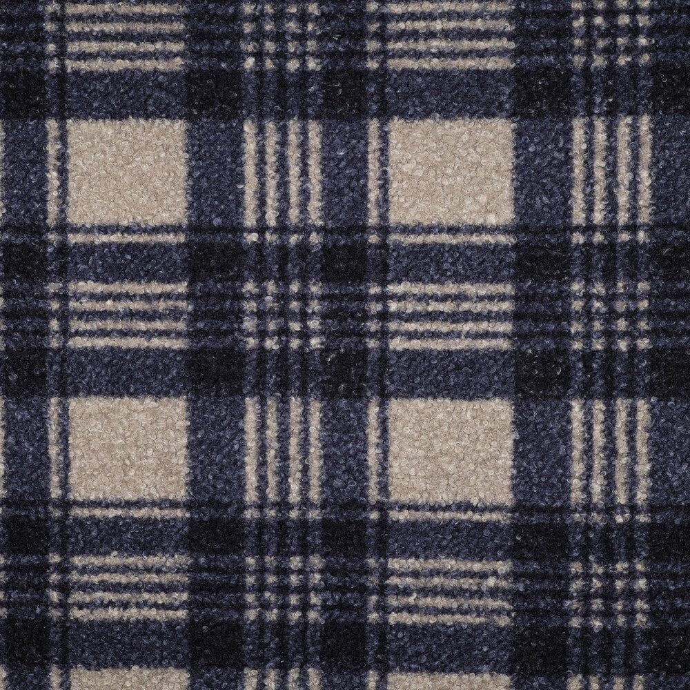 Bouclé - kariert blau/grau