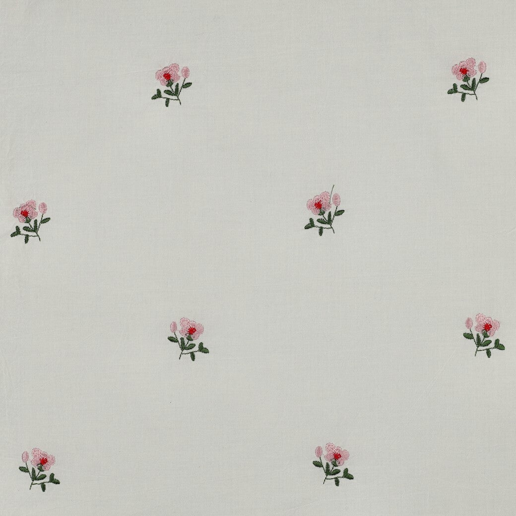 Baumwoll Voile "crincle" - weiß mit aufgestickten Blumen