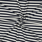 Baumwoll Rippjersey Streifen - navy/offwhite