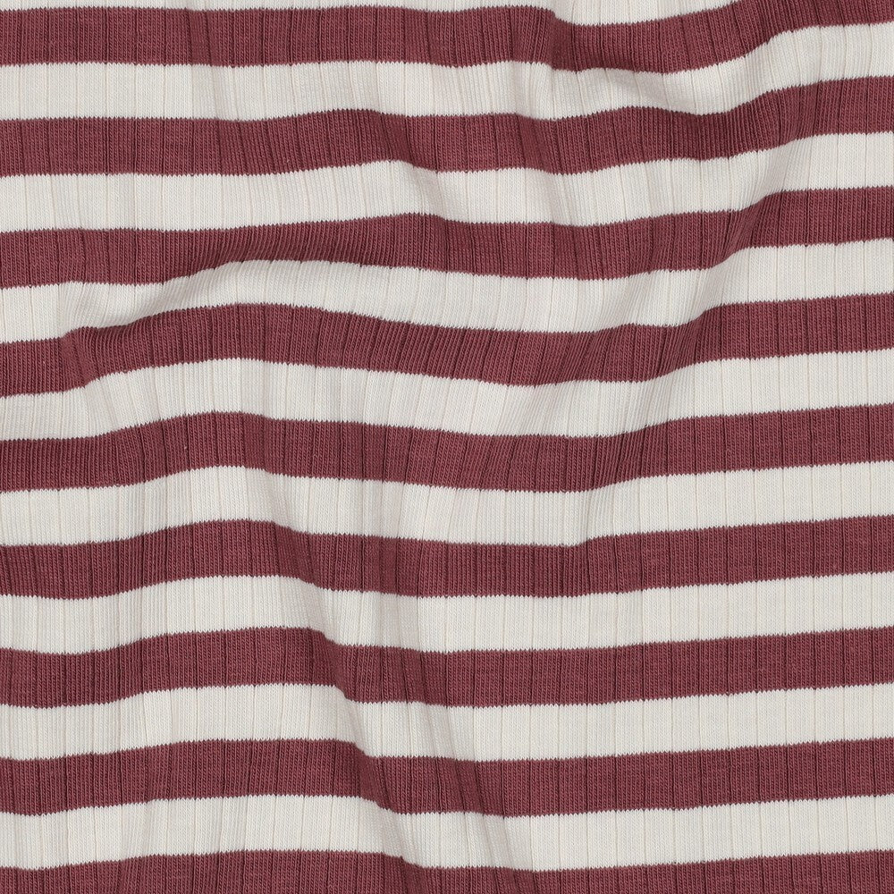 Baumwoll Rippjersey Streifen - old blush/offwhite